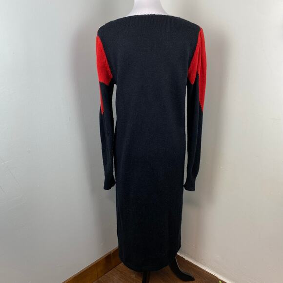 Vintage 80s Retro Angora Long Sleeve Midi Knit Sweater Dress Medium - Picture 6 of 10